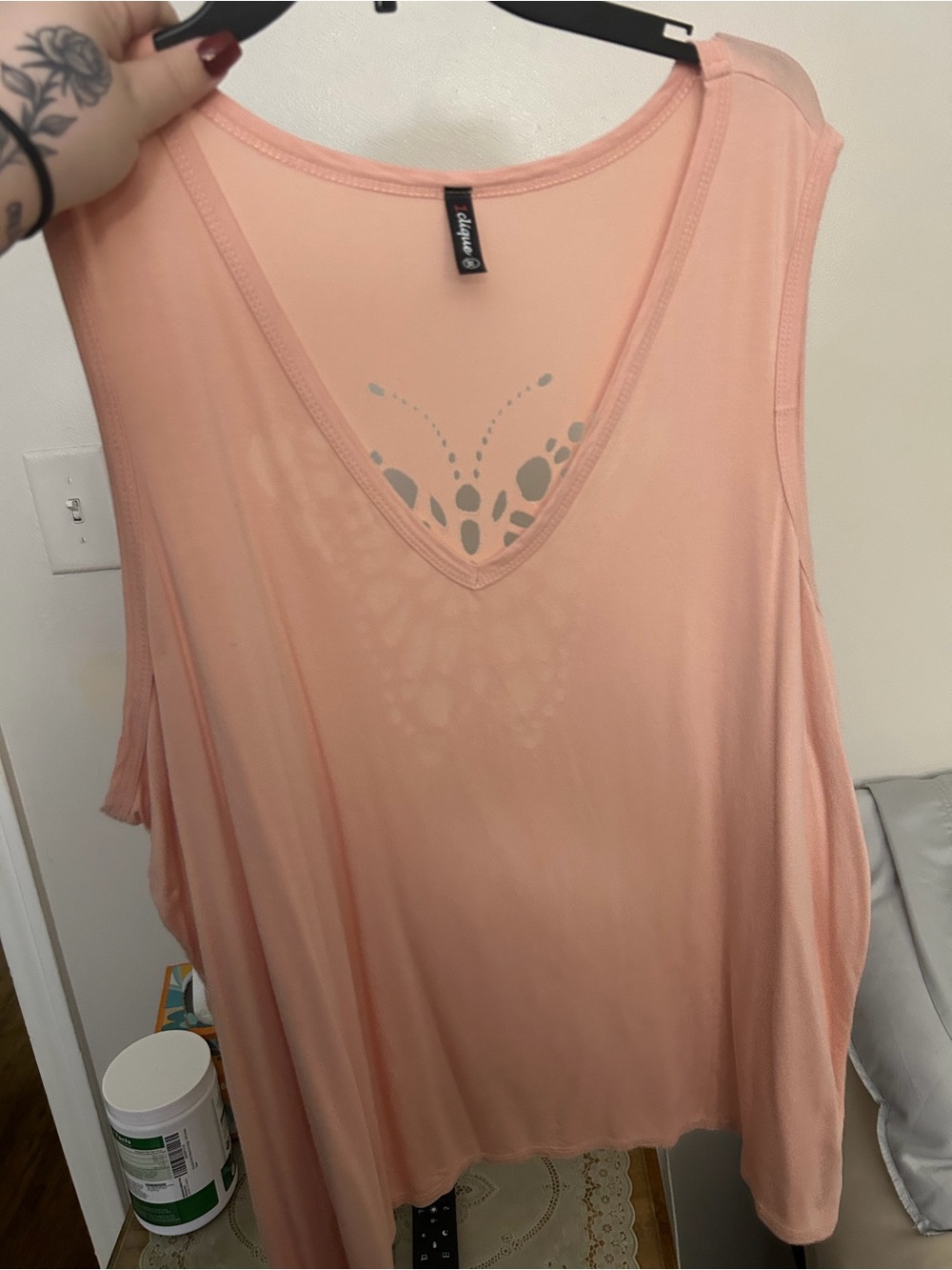 Peach V-Neck Sleeveless Top